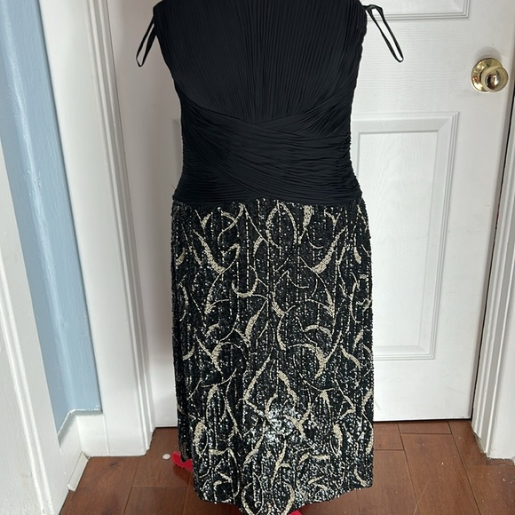 💎Avanti Elegant Black & Silver Women's cocktail dress Size 8 Strapless silk NWOT - Picture 10 of 13